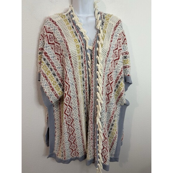CAbi Siesta Multicolor Tassel Fringe Sweater Knit Cardigan Poncho Size XS/S - Picture 1 of 6